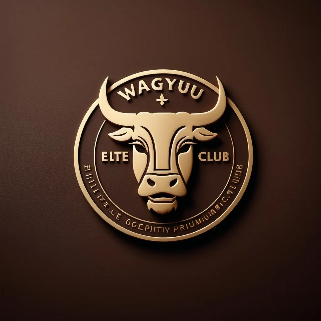 Prompt: (embossed logo) for "Wagyu Elite Club", luxurious and modern design, rich textures, elegant typography, warm gold and deep brown color palette, high quality finish, adds prestige and sophistication, sleek and professional aesthetic, set against a subtle contrasting background, captures the essence of premium quality, upscale atmosphere, HD, highly detailed craftsmanship.