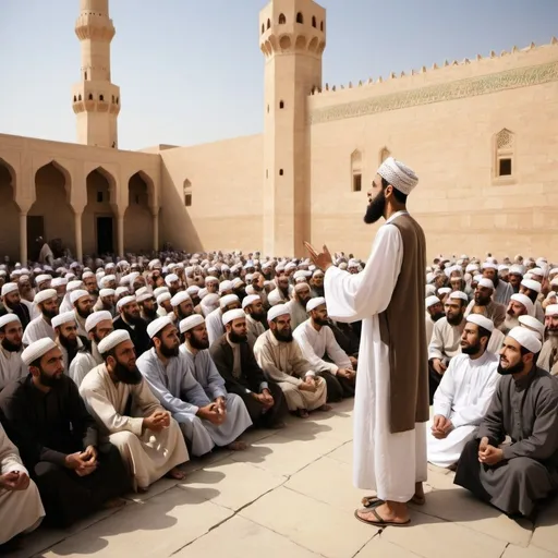 Prompt: ancient muslim preaching people historical
