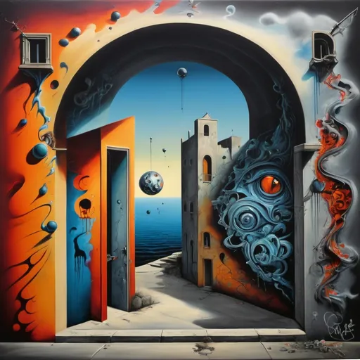 Prompt: Exploration surréaliste des portes de la perception dans le style de Salvador Dali et MC Escher, huile sur toile au fini mat, incorporant des éléments de graffiti, de splash art et de street art, utilisant du fondant à base d'huile et de la peinture acrylique en aérosol, contraste élevé et couleurs polychromatiques vibrantes, ultra-détaillé, ultra-haute qualité, niveau de détail CGSociety, inspiré de Zdzisław Beksiński, couleurs surréalistes, époustouflantes et vibrantes, détails complexes, huile sur toile, finition mate, contraste élevé, art du graffiti , splash art, street art, polychrome, ultra détaillé, ultra haute qualité, surréaliste, hallucinant
Modèle :  OpenArt