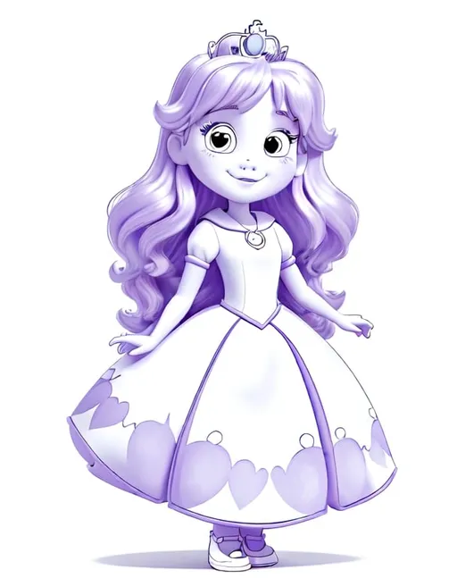 Prompt: Princess coloring page for kids without color