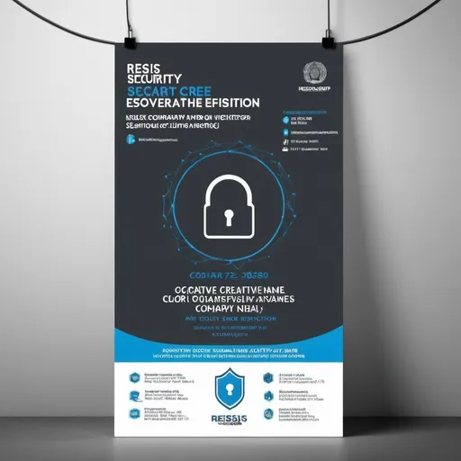 Prompt: Design a poster for me to invite to the creative network security exhibition
My organizational color is gray and blue and my company name is Resis
The size of this poster should be the standard WhatsApp story size