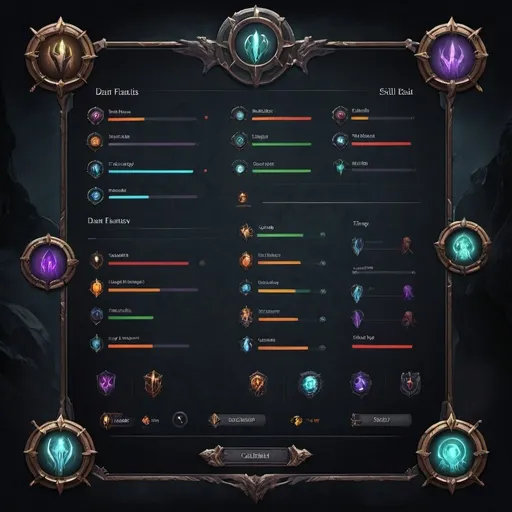 Prompt: dark fantasy skill screen UI