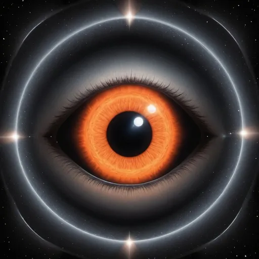Prompt: 8 pointed symmetry, black hole, 1 orange eye, space background,