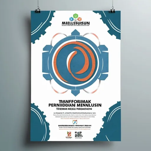 Prompt: design a poster for a seminar program. The title is TRANSFORMASI BUKU TEKS MENELUSURI EVOLUSI PENDIDIKAN.