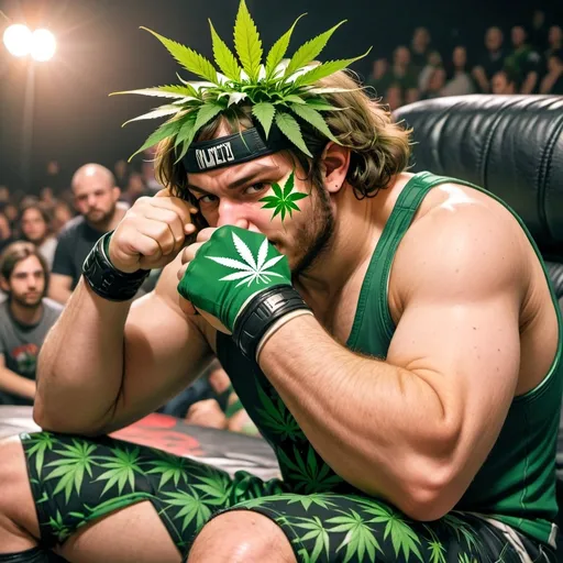 Prompt: a gamer with weed playing wrestling games