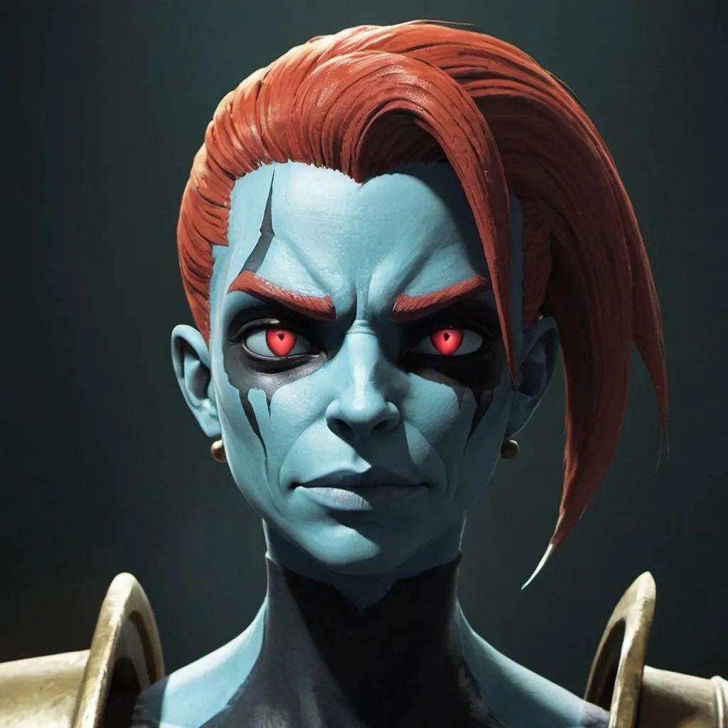 Prompt: Undyne the Undying from Undertale