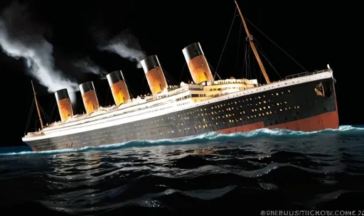 Prompt: titanic sinking
