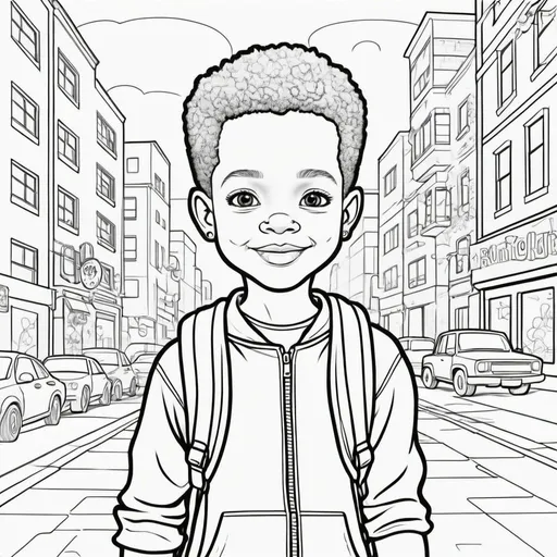 Prompt: create a childrens coloring book with urban characters