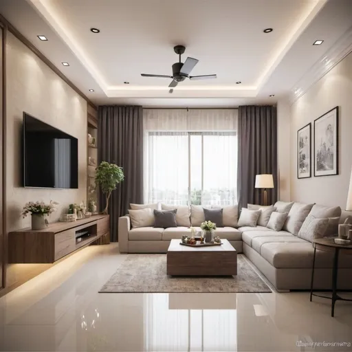 Prompt: can you please generate cozy house design and interior living hall, kitchen, bedroom with malaysia sunny weather