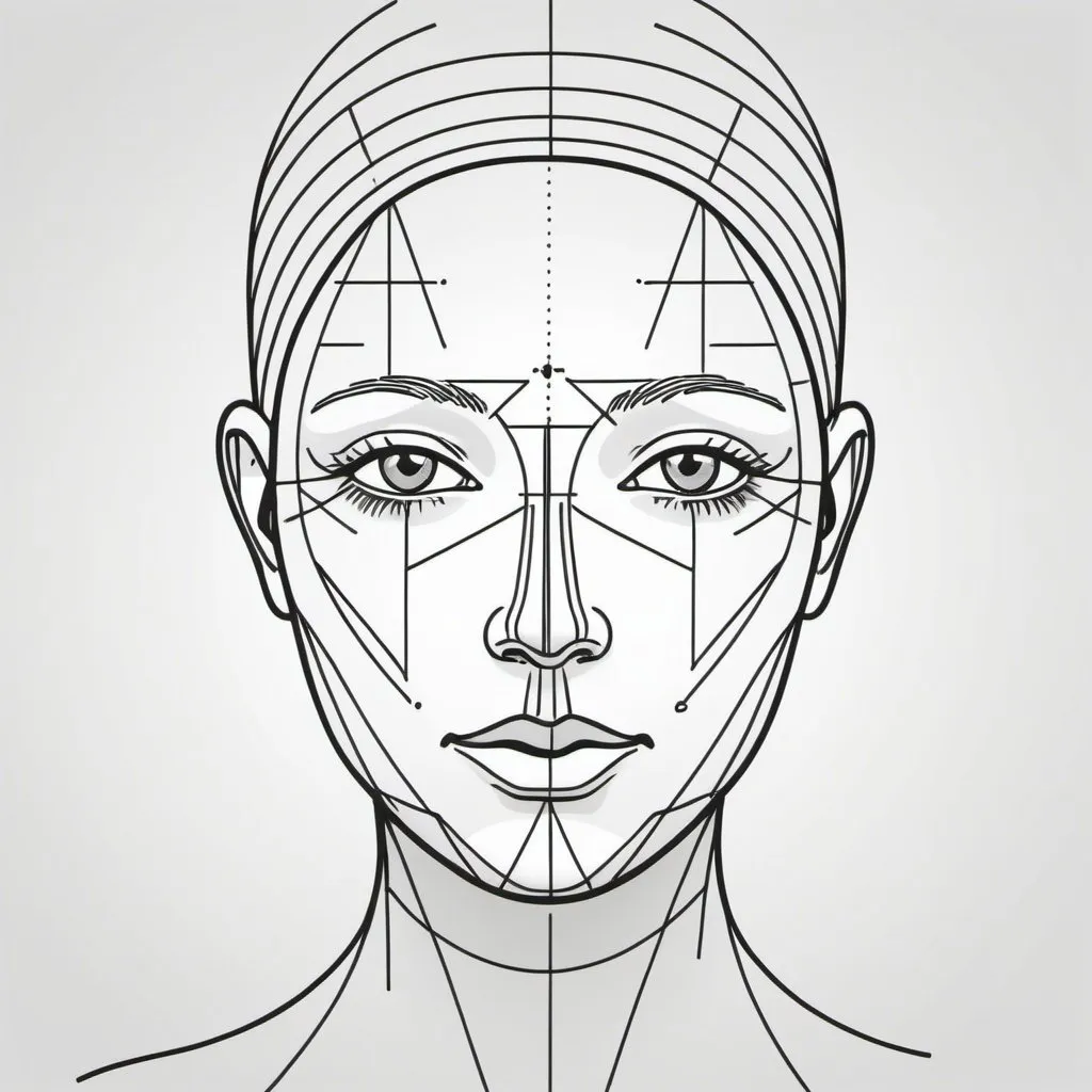 Prompt: schematic face for an academic work of aesthetic medicine with no text, just a face designed by simple lines 