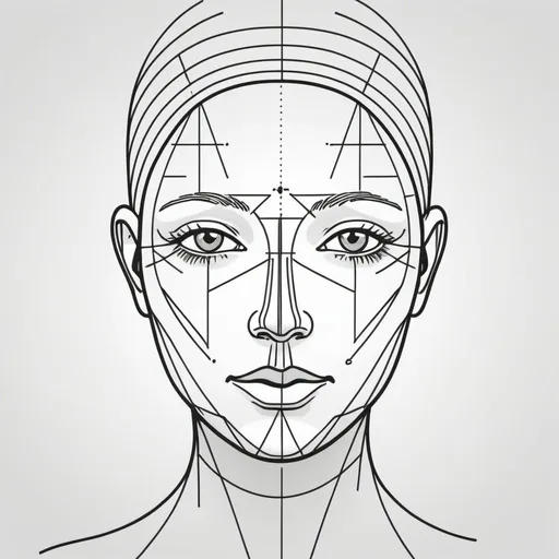 Prompt: schematic face for an academic work of aesthetic medicine with no text, just a face designed by simple lines 