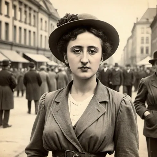 Prompt: Young Rosa Luxemburg as a fashionable Berlin Citizen In 2024