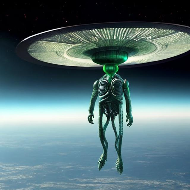 Prompt: Un extra terrestre volé dans l’espace