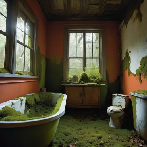 Prompt: double exposure, interior of spooky abandoned house, moss and mildew; elementary students looking into bathroom with broken toilet and rusted clawfoot tub; forest; different faces, dynamic poses, in movement, deep depth of field, perfect faces, maximalist, shadowed below image; sergio toppi, humberto ramos, Jae Lee, david mack, Bastien Lecouffe Deharme, jeremy mann, Edwin Landseer, Ismail Inceoglu, Victo Ngai, Bella Kotak, Royo, Chevrier, Lou Xaz, Ferri, Kaluta, Minguez, Simon, Ivan Bilibin, Jean Giraud