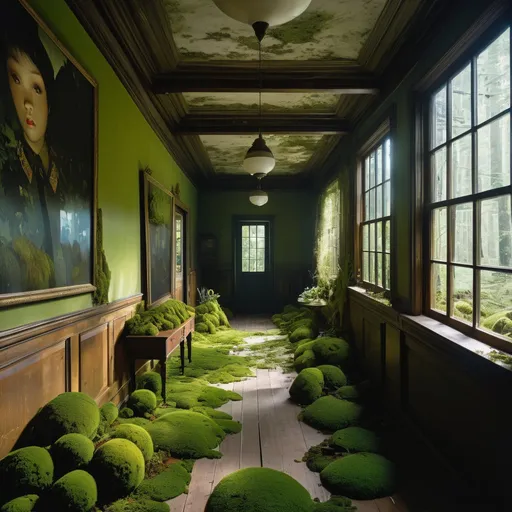 Prompt: double exposure, interior of spooky abandoned house, moss and mildew; elementary students entering cautiously; forest; different faces, dynamic poses, in movement, deep depth of field, perfect faces, maximalist, shadowed below image; sergio toppi, humberto ramos, Jae Lee, david mack, Bastien Lecouffe Deharme, jeremy mann, Edwin Landseer, Ismail Inceoglu, Victo Ngai, Bella Kotak, Royo, Chevrier, Lou Xaz, Ferri, Kaluta, Minguez, Simon, Ivan Bilibin, Jean Giraud