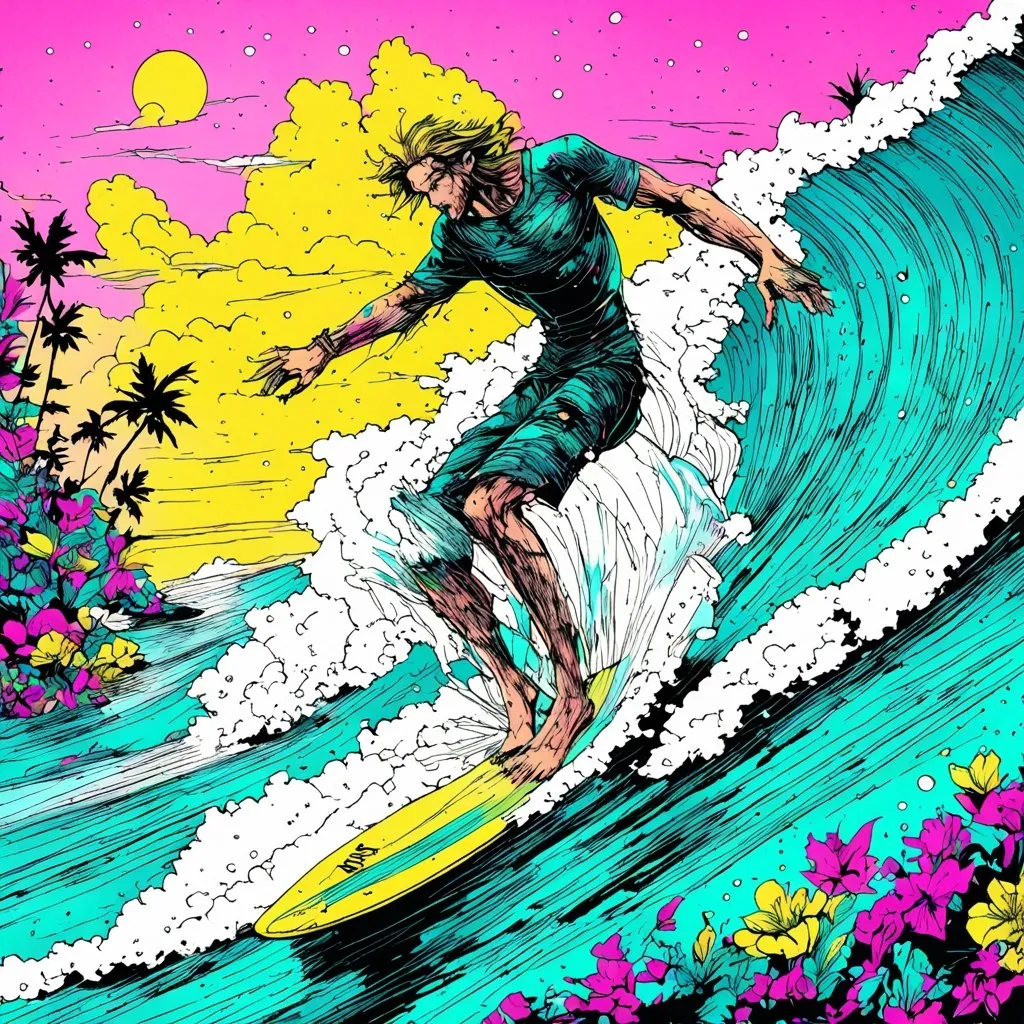 Prompt: unreal, wet dreams, male surfing, dreamlike, water, fantasy