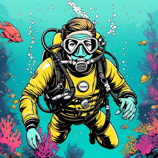 Prompt: logo for a scuba diving centre, scuba diver