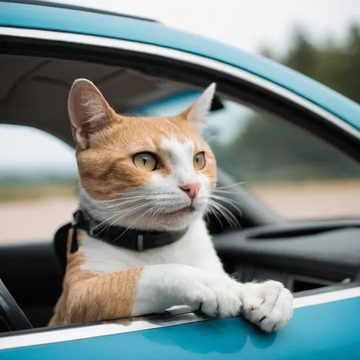 Prompt: Cat driving a car
