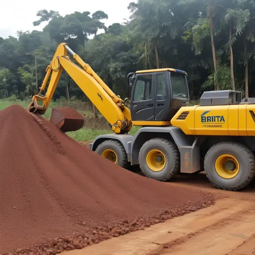 Prompt: Caçamba com carrada de brita 19 mm para construção civil