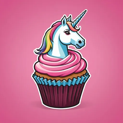 Prompt: Create a sport team logo for the "Cupcake Unicorns" incorporating one cupcake and a unicorn