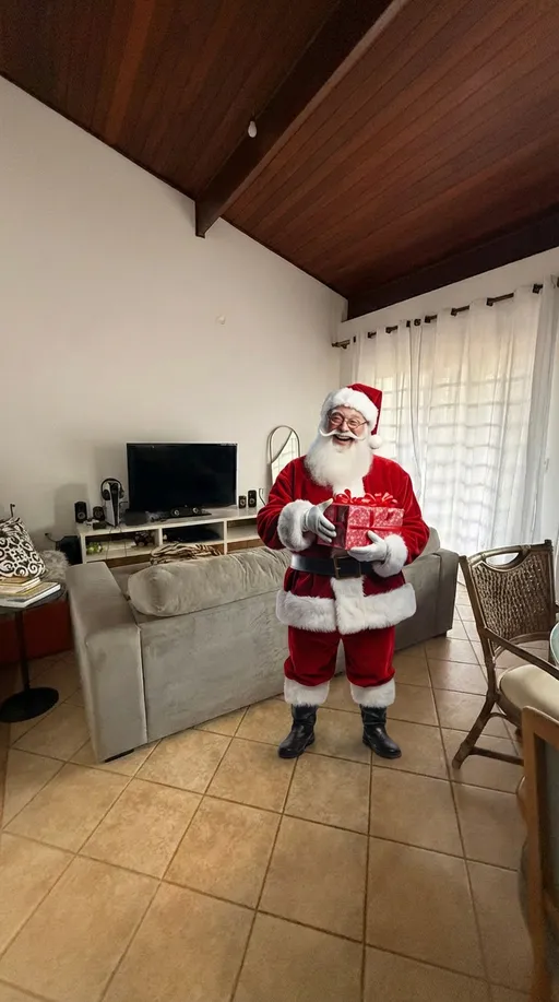 Prompt: adicionar o papai noel no meio da sala 