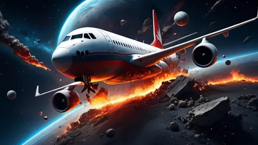 Prompt: Airplane crash in space 