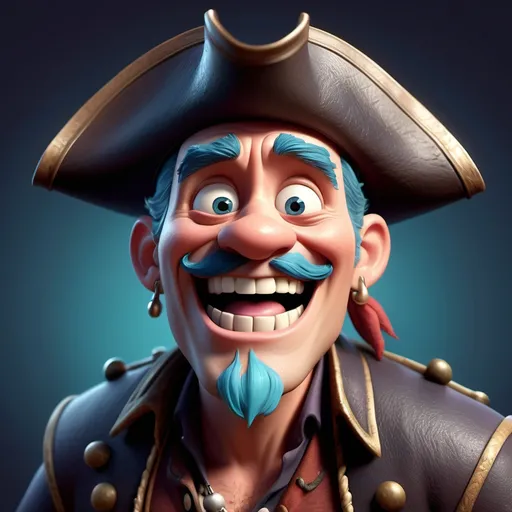 Prompt: Disney pixar character, 3d render style, old pirate evil laugh, cinematic colors
