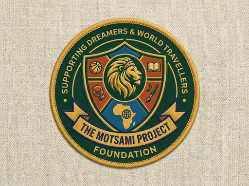 Prompt: create a logo for me for my non profit organization. its called The Motsami Project  Foundation. have symolism of Africa,Lions,basketball,boxing,mma,arts,music,education. our mission is to support all dreamers and world travellers bring their special gifts to light.