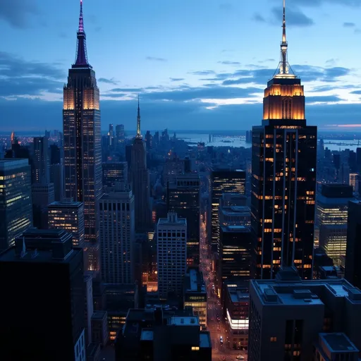 Prompt: New York Night View Video From Time-Changing Afternoon