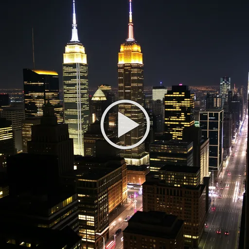 Prompt: New York Night View Video From Time-Changing Afternoon