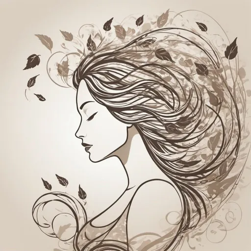 Prompt: leaves swirl and fly in the wind, creating an elegant outline of a woman