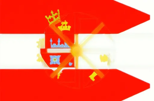 Prompt: a flag with a crown on top of it and a flag underneath it that says arr, and the flag is red, white, and the flag is white, and the, Antoni Brodowski, regionalism, rutkowski, a digital rendering