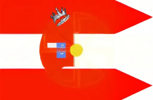 Prompt: a flag with a crown on top of it and a flag underneath it that says arr, and the flag is red, white, and the flag is white, and the, Antoni Brodowski, regionalism, rutkowski, a digital rendering