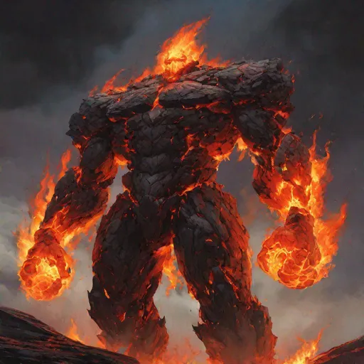 Prompt: Girant fire titan made entirely out of lava, deviantart, gouache, hyperrealism, lens flare, flickering light, aetherpunk, deep color", trending on artstation, in the style of Artgerm, Arthur Suydam, Alex Maleev, Shintaro Kago, Gil Elvgren, Greg rutkowski, dark color palette, amazing shading, masterpiece, 4k, intricate detail

illustration, painting, drawing, art, sketch
