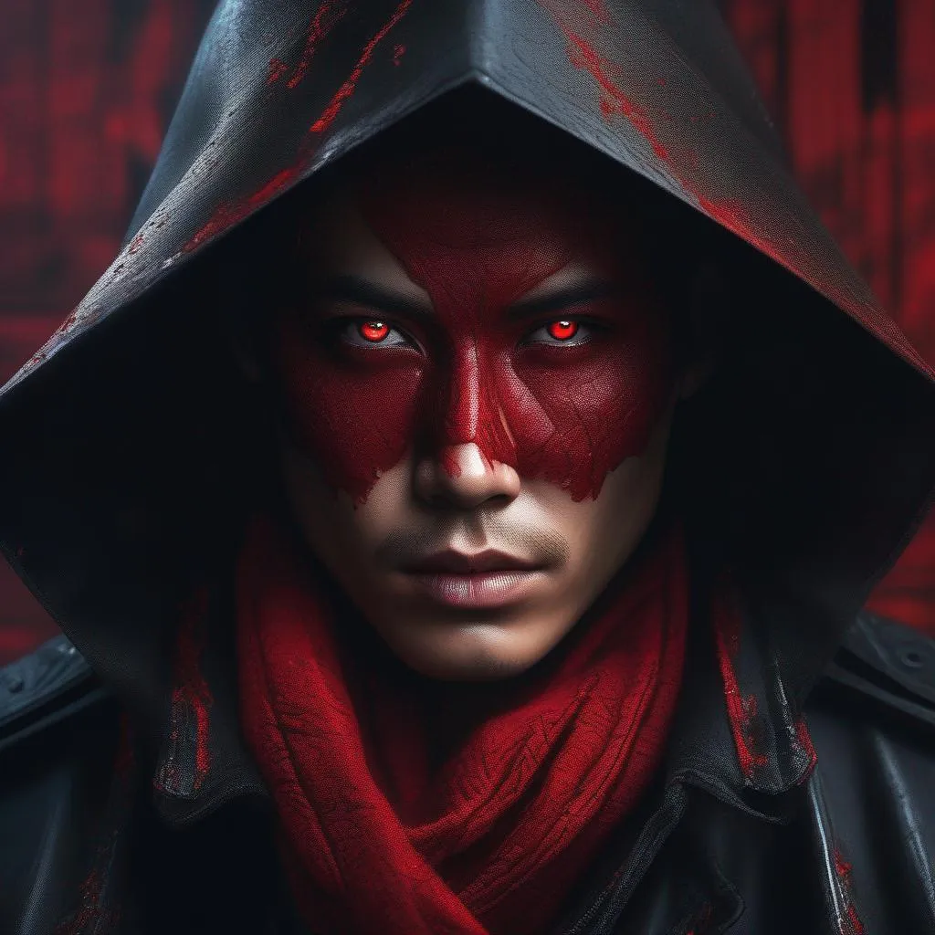 Prompt: "Insanely detailed face portrait photography of a Sinister Cyber Gunslinger with four arms ultrarealistic Black Trench Coat and Blood Red Poncho and red Eyes, intricate and hyperdetailed painting by Ismail Inceoglu Huang Guangjian and Dan Witz CGSociety ZBrush Central fantasy art album cover art 4K 64 megapixels 8K resolution HDR sharp focus zombiecore aetherpunk, CyberPunk Wild West"