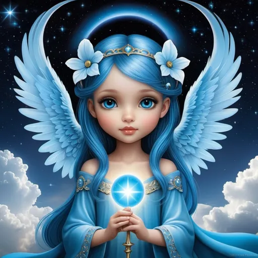 Prompt: Imagine the bright blue sky. Digital art style clipart, very detailed by mandy jungens, nadja baxter, anne stokes, nicoletta ceccoli, full colors