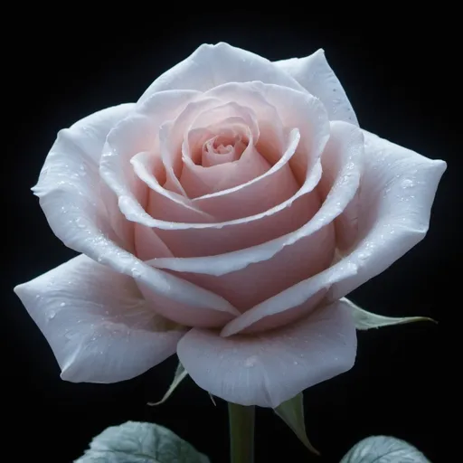 Prompt: In an enchanted garden under the moonlight, a white rose glows with an unearthly radiance. Its petals are edged with a soft golden glow, and tiny particles of light, like magic dust, rise from the flower and float in the air. Around the rose, tiny fairies can be seen fluttering, attracted by its magic. The scene is full of mysticism and beauty, with the white rose as the center of attention, radiating a pure and magical energy that illuminates everything around it.