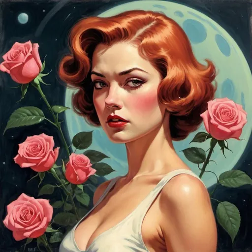 Prompt: she was a rose, science-fiction, pulp style