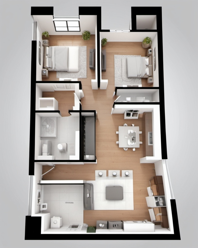 Prompt: Studio apartment floorplan, 2D vector illustrations, high quality, detailed layout, modern design, professional style, minimalistic, precise lines, clean and crisp, organized space, neutral color palette, top-notch, well-crafted, artistic floorplan, spacious layout, accurate representation, high-res, polished, architectural, detailed apartment, clear and precise, professional vector illustration, organized and efficient, minimalistic design