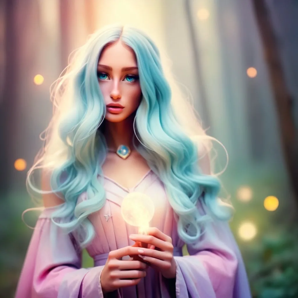 Prompt: Dreamy pastel portrait, wizard, ethereal atmosphere, soft focus