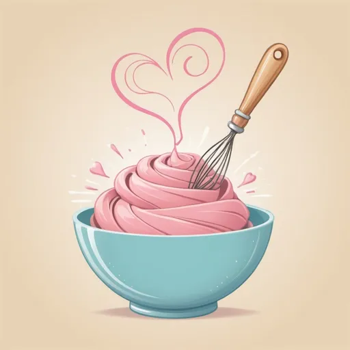 Prompt: "Create a logo for 'WhiskersBliss' featuring a bowl and a whisk in the middle of the whisking process. The whisk should be stirring or whipping ingredients in the bowl, with a swirling motion that creates a heart or spiral shape, symbolizing joy and creativity. The bowl should have soft pastel colors like pink, light blue, and yellow, giving a warm and inviting feel. The brand name 'WhiskersBliss' should be included below or around the image, with 'Whiskers' in a playful cursive font and 'Bliss' in a sleek, modern font. The overall style should be whimsical and lively, capturing the fun and happiness of baking."

