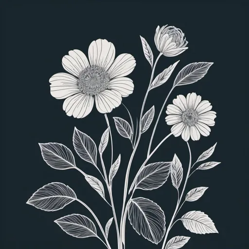 Prompt: create floral line art minimalist poster similar to work of robert morris