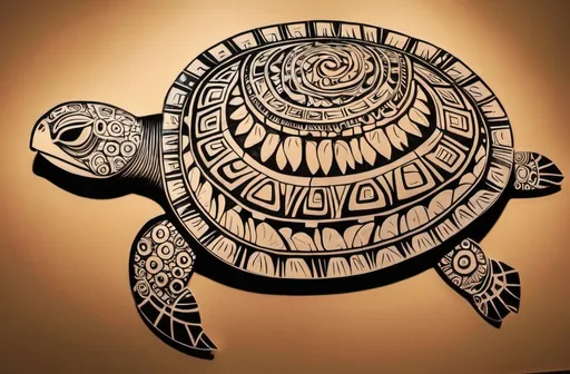 Prompt: a typical polynesische piece of art from a turtle ilike im moana 