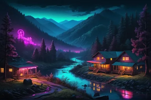 Prompt: smoky mountain, deep South, vibrant, grim, romantic, night, neon glow, hystorical, intricate details, hyperdetailed, 4k, painting, trending on artstation
Model: OpenArt SDXL