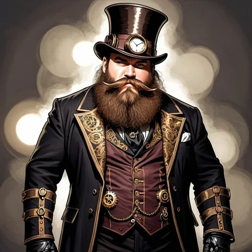 Prompt: dnd 
dwarf steampunk with big beard and tophat
