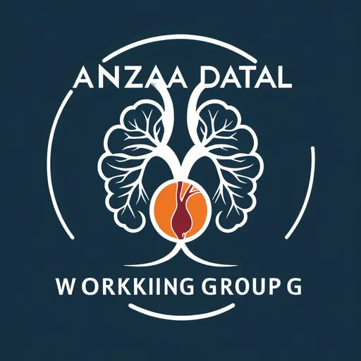 Prompt: A logo for a research working group named ANZDATA Peritoneal Dialysis working group. The group researchs about CKD patients in peritoneal dialysis treatment in Australia and New Zealand population. The logo should have symbols to represent the treatment 