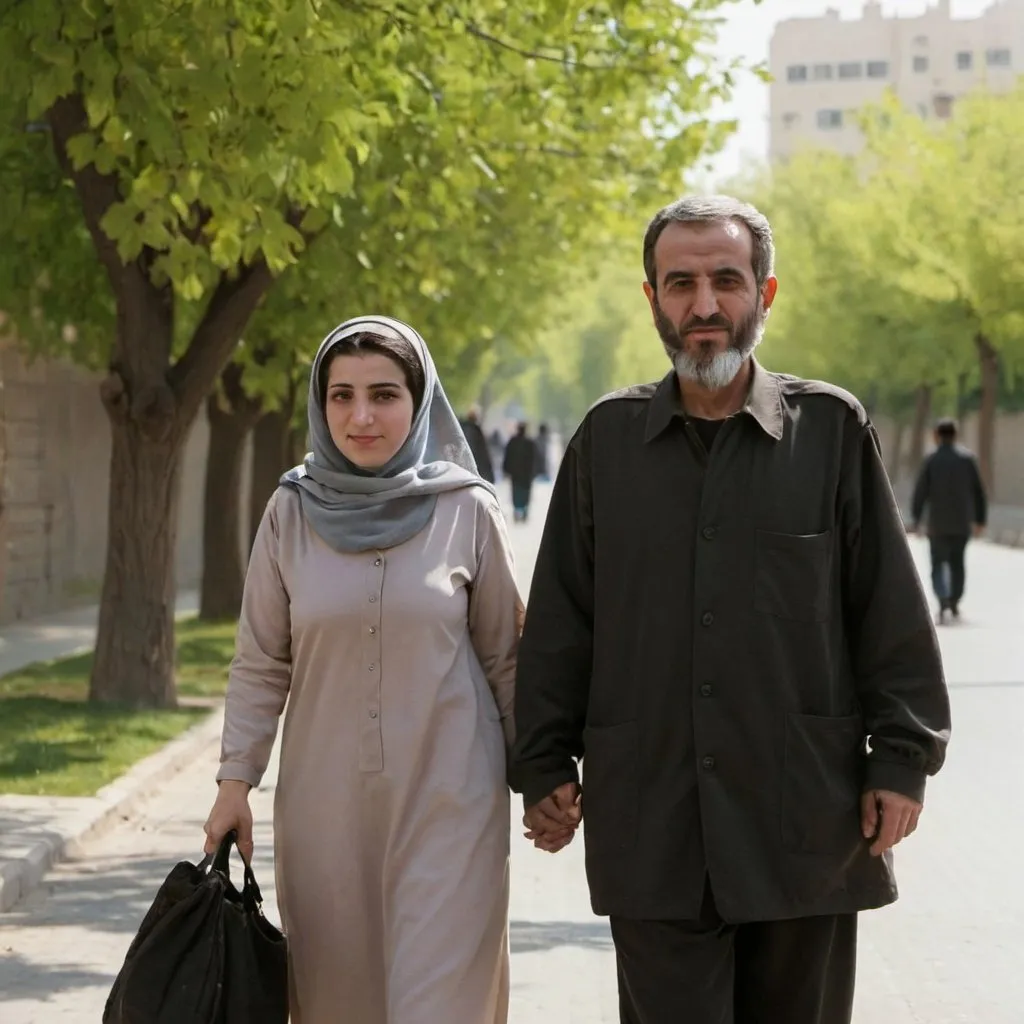 Prompt: A man with woman in the tehran