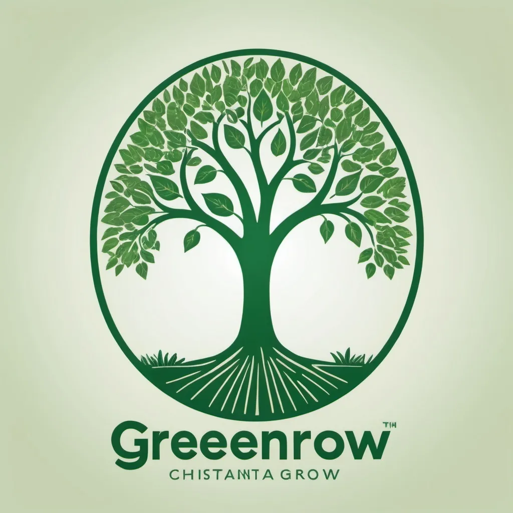 Prompt: Create a Logo with the following characteristics. The GreenGrow logo should represent ecology, urban gardening, innovation and accessibility. In it will appear a plant or tree of intense green color and modern style, which symbolizes growth. Around it, an urban silhouette, skillfully combined with the vegetation, complements the plant. The color scheme will be green tones with earthy touches, which will ensure an environmentally friendly environment. The name "GreenGrow" should appear in a modern, simple font, located below or within the logo. A subtle technology-inspired element, such as a pixelated border, should be included to denote innovation. The logo should be clean, fresh and attractive, and speak to urbanites interested in modern and sustainable gardening solutions.