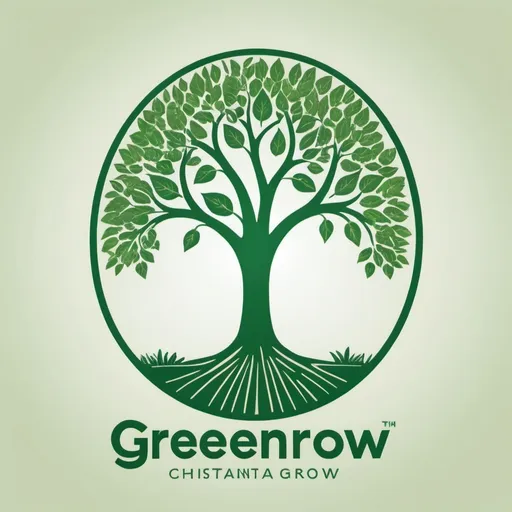 Prompt: Create a Logo with the following characteristics. The GreenGrow logo should represent ecology, urban gardening, innovation and accessibility. In it will appear a plant or tree of intense green color and modern style, which symbolizes growth. Around it, an urban silhouette, skillfully combined with the vegetation, complements the plant. The color scheme will be green tones with earthy touches, which will ensure an environmentally friendly environment. The name "GreenGrow" should appear in a modern, simple font, located below or within the logo. A subtle technology-inspired element, such as a pixelated border, should be included to denote innovation. The logo should be clean, fresh and attractive, and speak to urbanites interested in modern and sustainable gardening solutions.