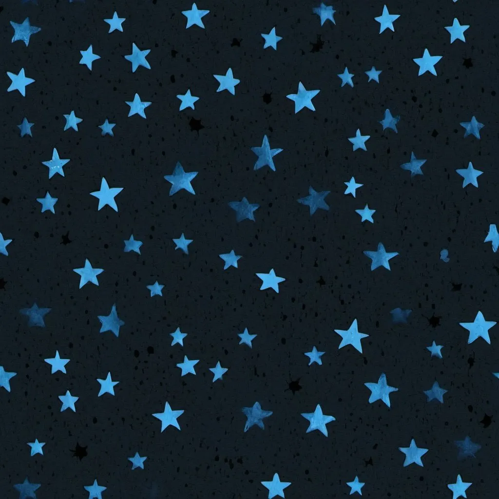 Prompt: Generate make a mimimalist image on solid dark black background of several small 5-point stars Above spaced out in top half in faded blue with a single solid thin horizontal rich dark blue color brush stroke across the exact middle of the frame from edge to edge of uniform width with few dark blue vertical drips of uniform size and varying length toward the bottom